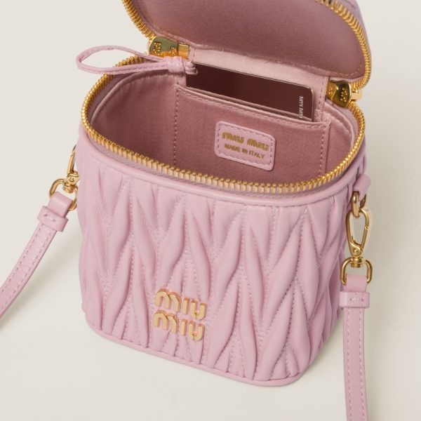 miu 0464 4 Miu Miu Matelasse Leather Micro Bag Pink