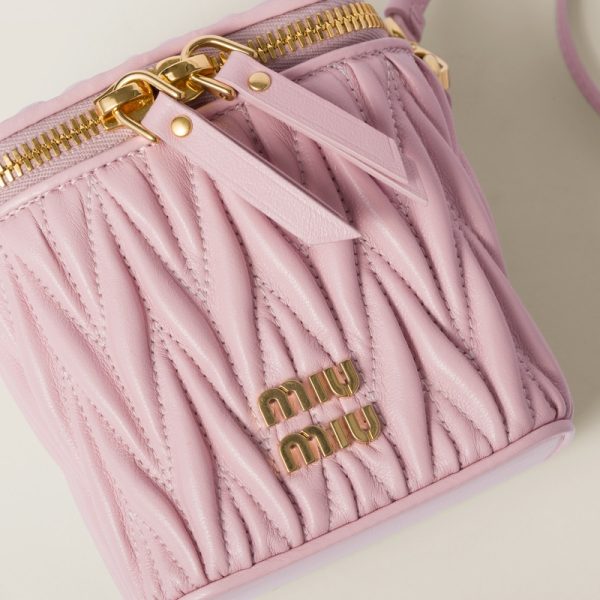 miu 0464 5 Miu Miu Matelasse Leather Micro Bag Pink