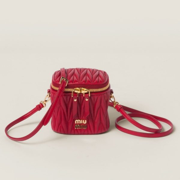 miu 0465 1 Miu Miu Matelasse Leather Micro Bag Red