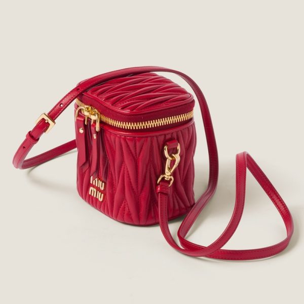 miu 0465 2 Miu Miu Matelasse Leather Micro Bag Red