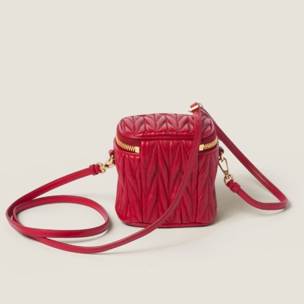 miu 0465 3 Miu Miu Matelasse Leather Micro Bag Red