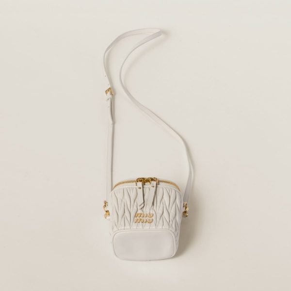 miu 0466 3 Miu Miu Matelasse Leather Micro Bag White