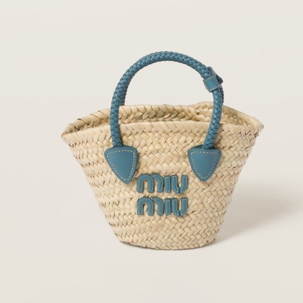 miu 0472 1 MIU MIU Woven Fabric Handbag Marine Blue