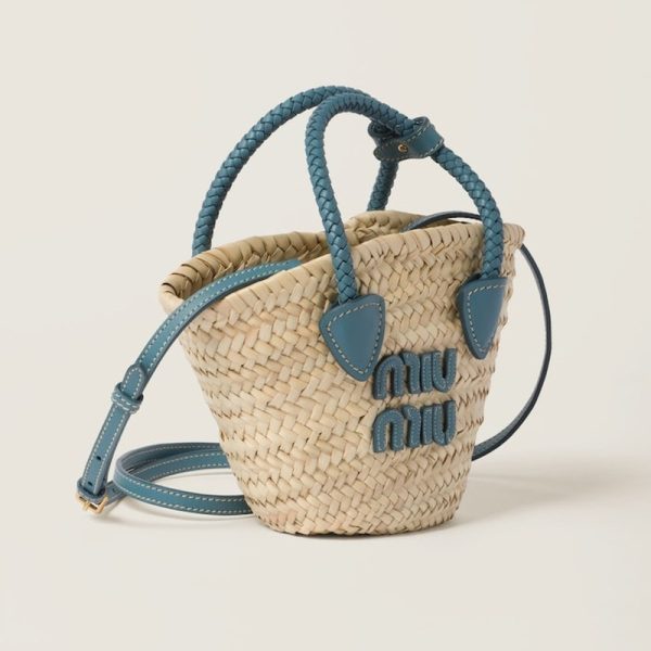 miu 0472 2 MIU MIU Woven Fabric Handbag Marine Blue