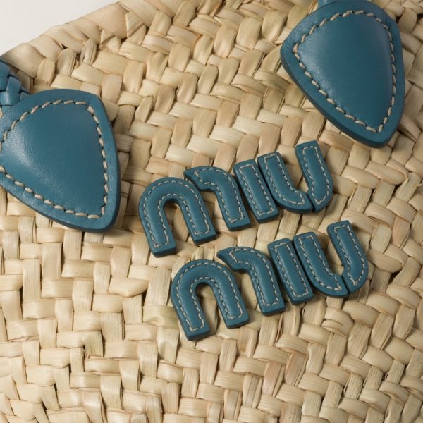 miu 0472 5 MIU MIU Woven Fabric Handbag Marine Blue