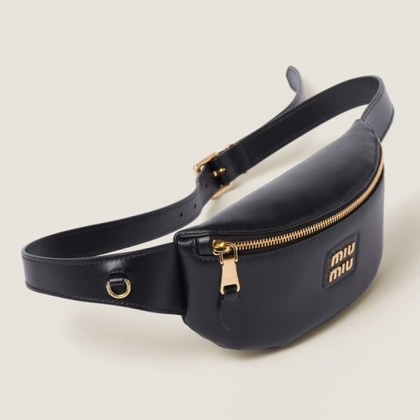 miu 0492 2 Miu Miu Leather Belt Bag Black