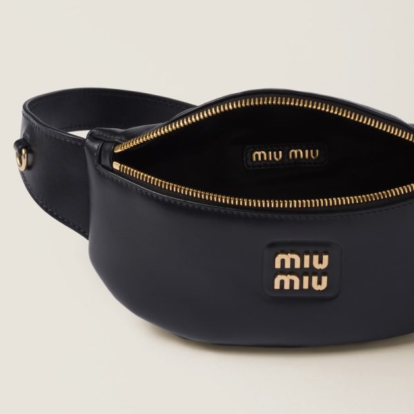 miu 0492 4 Miu Miu Leather Belt Bag Black