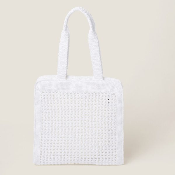 miu 0494 2 MIU MIU Raffia Tote Bag White