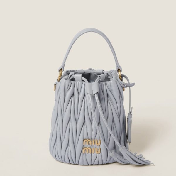 miu 0496 1 Miu Miu Leather Bucket Bag Cornflower Blue