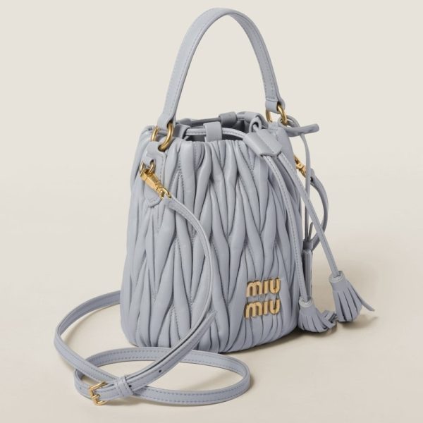 miu 0496 2 Miu Miu Leather Bucket Bag Cornflower Blue