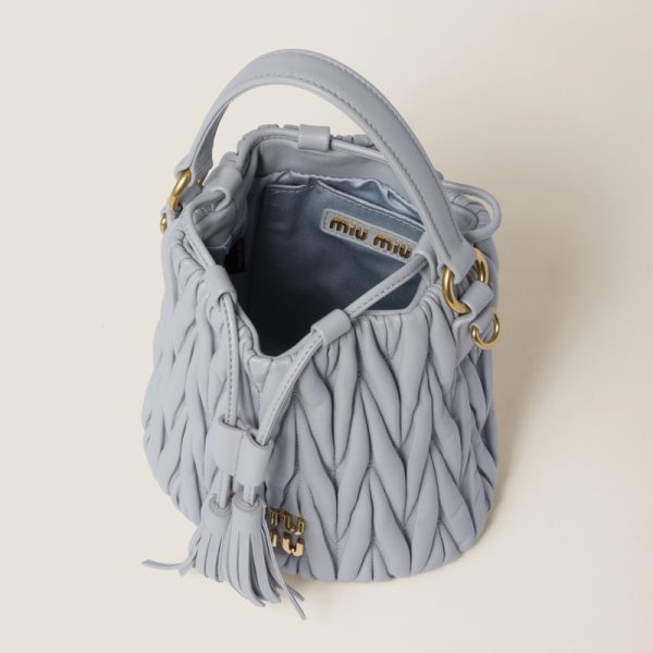 miu 0496 4 Miu Miu Leather Bucket Bag Cornflower Blue