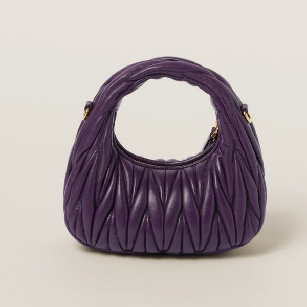 miu 0509 3 MIU MIU Wonder Matelasse Leather Hobo Mini Bag Purple