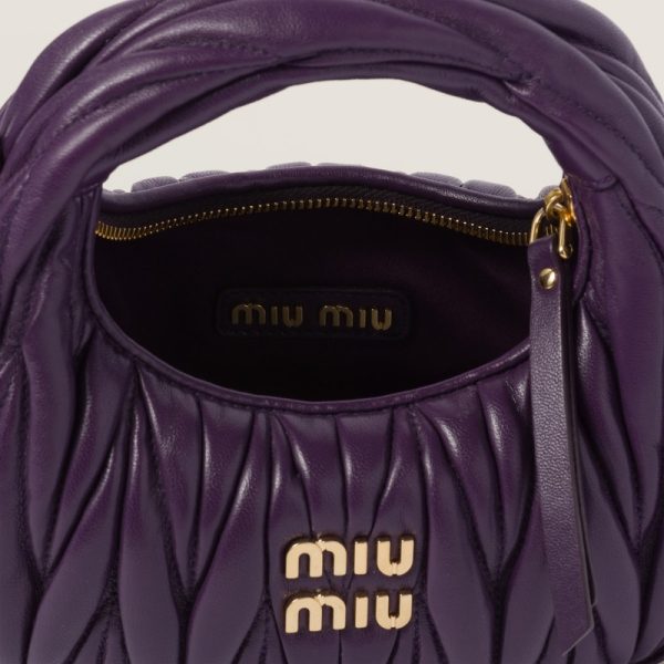 miu 0509 4 MIU MIU Wonder Matelasse Leather Hobo Mini Bag Purple