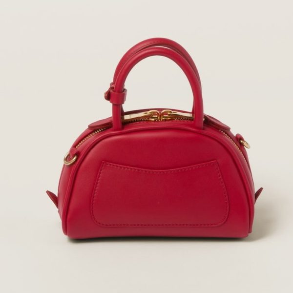 miu 0515 3 Miu Miu Leather Top Handle Bag Red