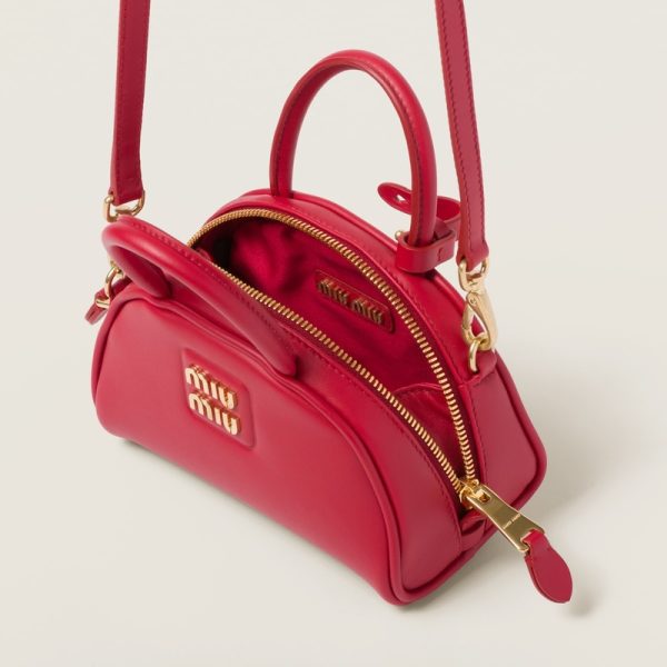 miu 0515 4 Miu Miu Leather Top Handle Bag Red