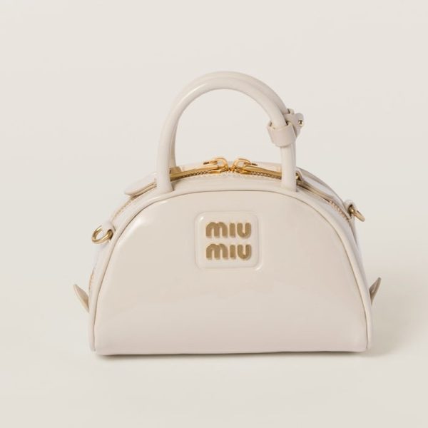 miu 0517 1 Miu Miu Patent Leather Top Handle Bag Ivory