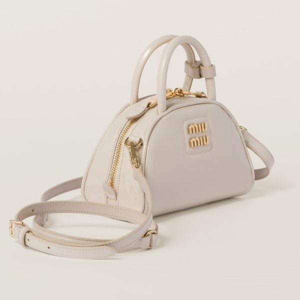 miu 0517 2 Miu Miu Patent Leather Top Handle Bag Ivory