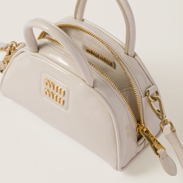 miu 0517 4 Miu Miu Patent Leather Top Handle Bag Ivory