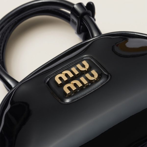 miu 0518 5 Miu Miu Patent Leather Top Handle Bag Black