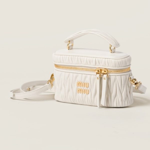 miu 0520 2 MIU MIU Matelasse Leather Shoulder Bag White