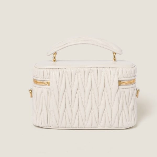 miu 0520 3 MIU MIU Matelasse Leather Shoulder Bag White