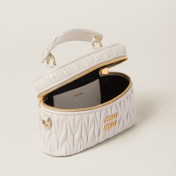 miu 0520 4 MIU MIU Matelasse Leather Shoulder Bag White