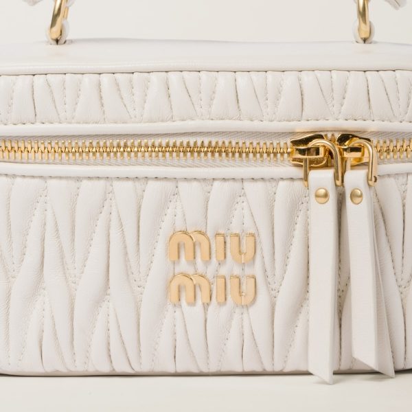 miu 0520 5 MIU MIU Matelasse Leather Shoulder Bag White