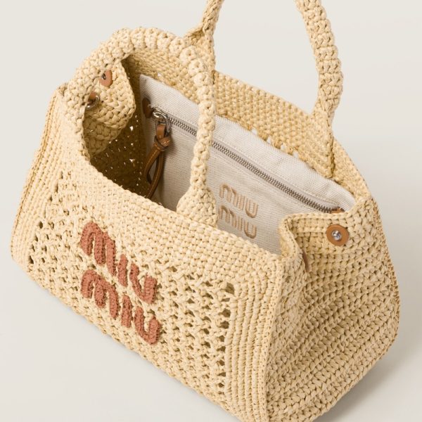 miu 0526 4 MIU MIU Crochet Handbag Beige