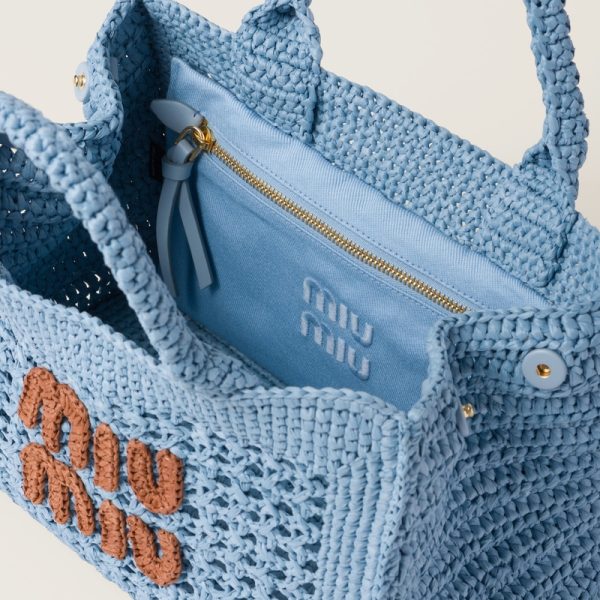 miu 0527 4 MIU MIU Crochet Handbag Light BlueCognac