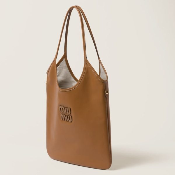 miu 0530 2 MIU MIU Leather Tote Bag Cognac