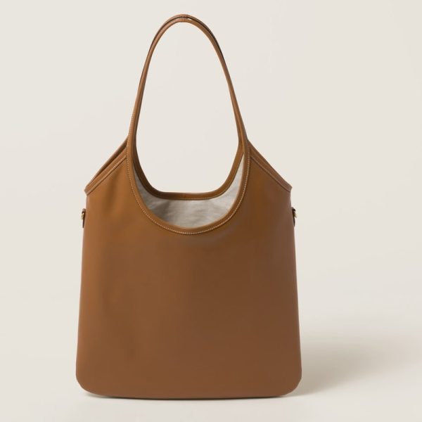 miu 0530 3 MIU MIU Leather Tote Bag Cognac