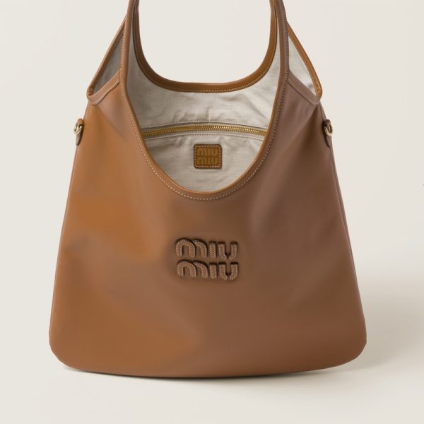 miu 0530 4 MIU MIU Leather Tote Bag Cognac