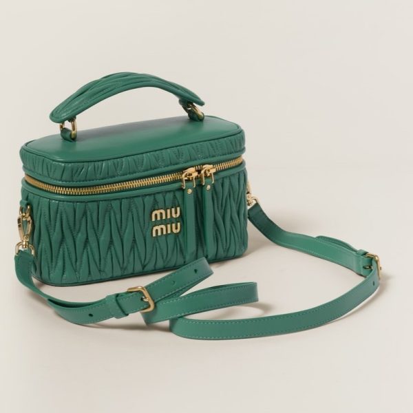 miu 0542 2 MIU MIU Matelasse Leather Shoulder Bag Salvia Green