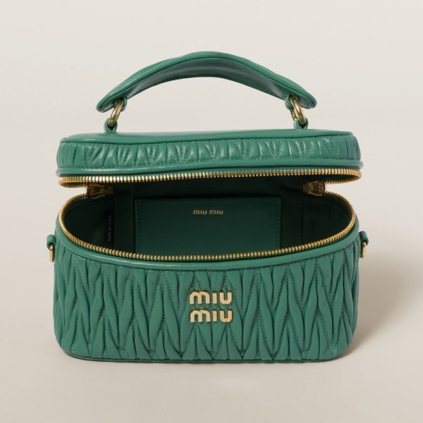 miu 0542 4 MIU MIU Matelasse Leather Shoulder Bag Salvia Green