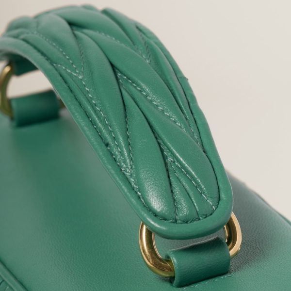 miu 0542 5 MIU MIU Matelasse Leather Shoulder Bag Salvia Green