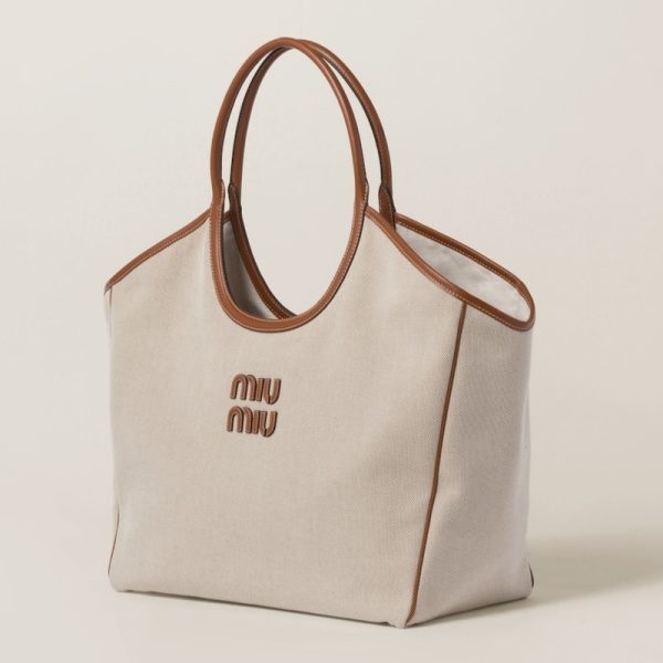 miu 0544 2 Miu Miu Ivy Canvas Bag Natural