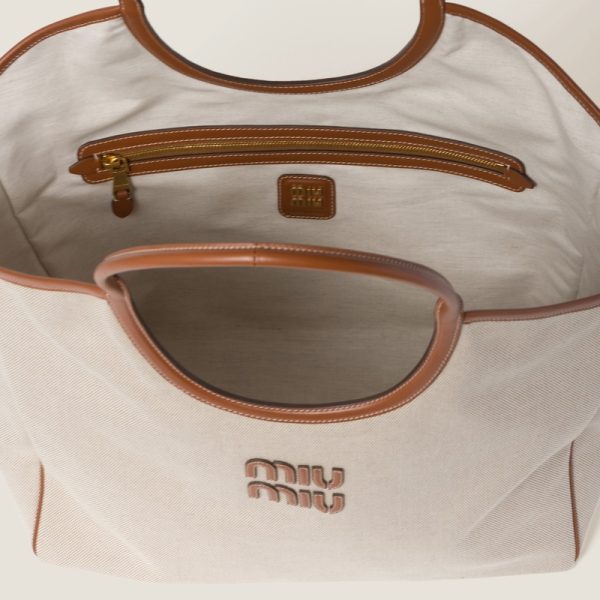 miu 0544 4 Miu Miu Ivy Canvas Bag Natural