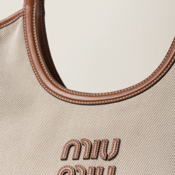 miu 0544 5 Miu Miu Ivy Canvas Bag Natural