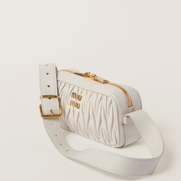 miu 0547 2 MIU MIU Matelasse Leather Shoulder Bag White