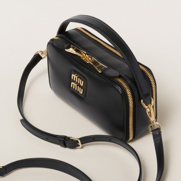 miu 0552 2 MIU MIU Leather Shoulder Bag Black