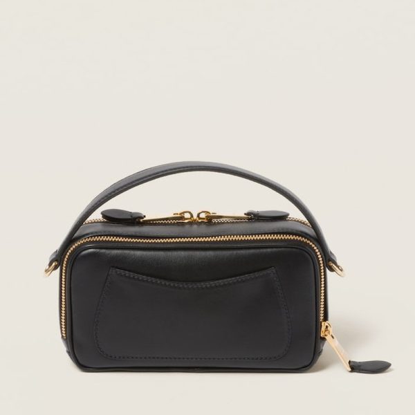 miu 0552 3 MIU MIU Leather Shoulder Bag Black