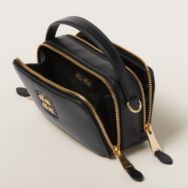 miu 0552 4 MIU MIU Leather Shoulder Bag Black