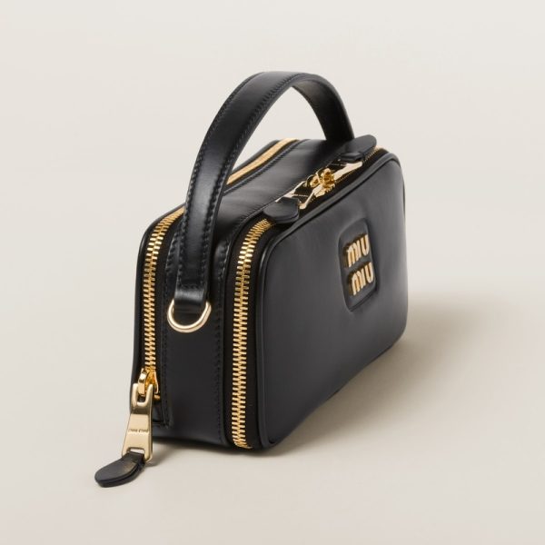 miu 0552 5 MIU MIU Leather Shoulder Bag Black