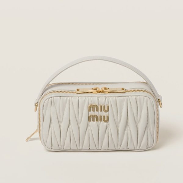 miu 0562 1 MIU MIU Matelasse Leather Shoulder Bag White