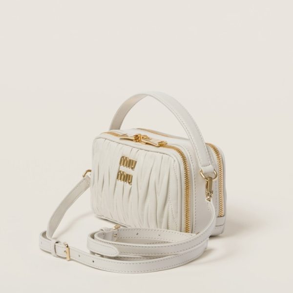 miu 0562 2 MIU MIU Matelasse Leather Shoulder Bag White