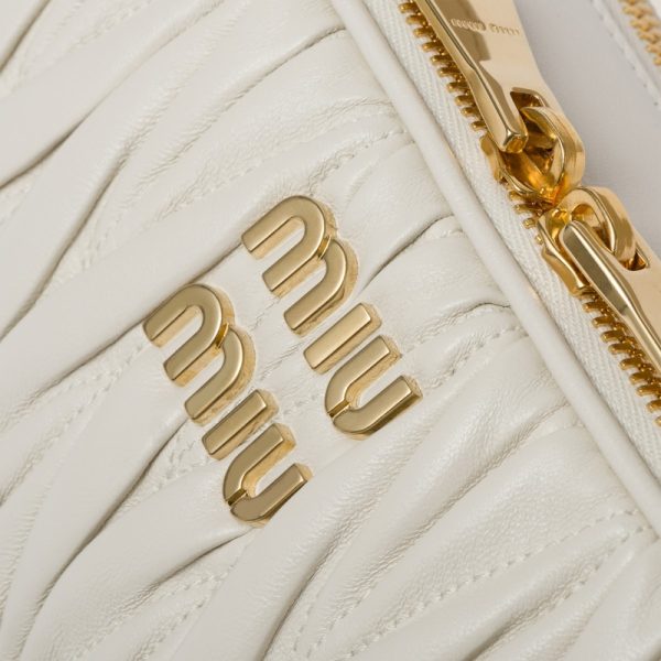 miu 0562 5 MIU MIU Matelasse Leather Shoulder Bag White