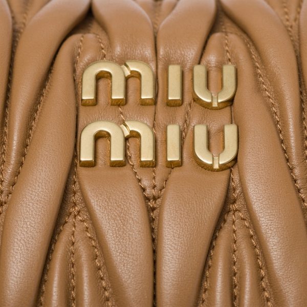 miu 0567 4 MIU MIU Wonder Matelasse Leather Hobo Bag Camel