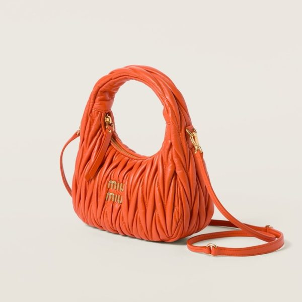 miu 0572 2 MIU MIU Wonder Matelasse Leather Hobo Bag Orange