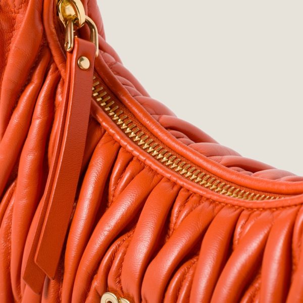 miu 0572 5 MIU MIU Wonder Matelasse Leather Hobo Bag Orange