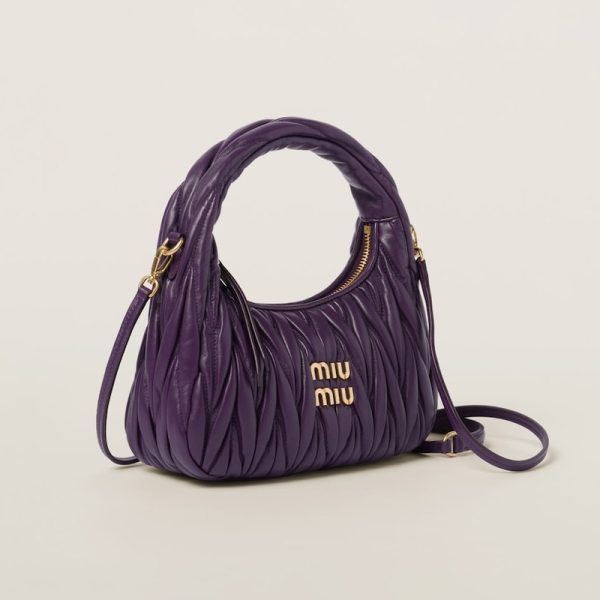 miu 0574 2 MIU MIU Wonder Matelasse Leather Hobo Bag Purple